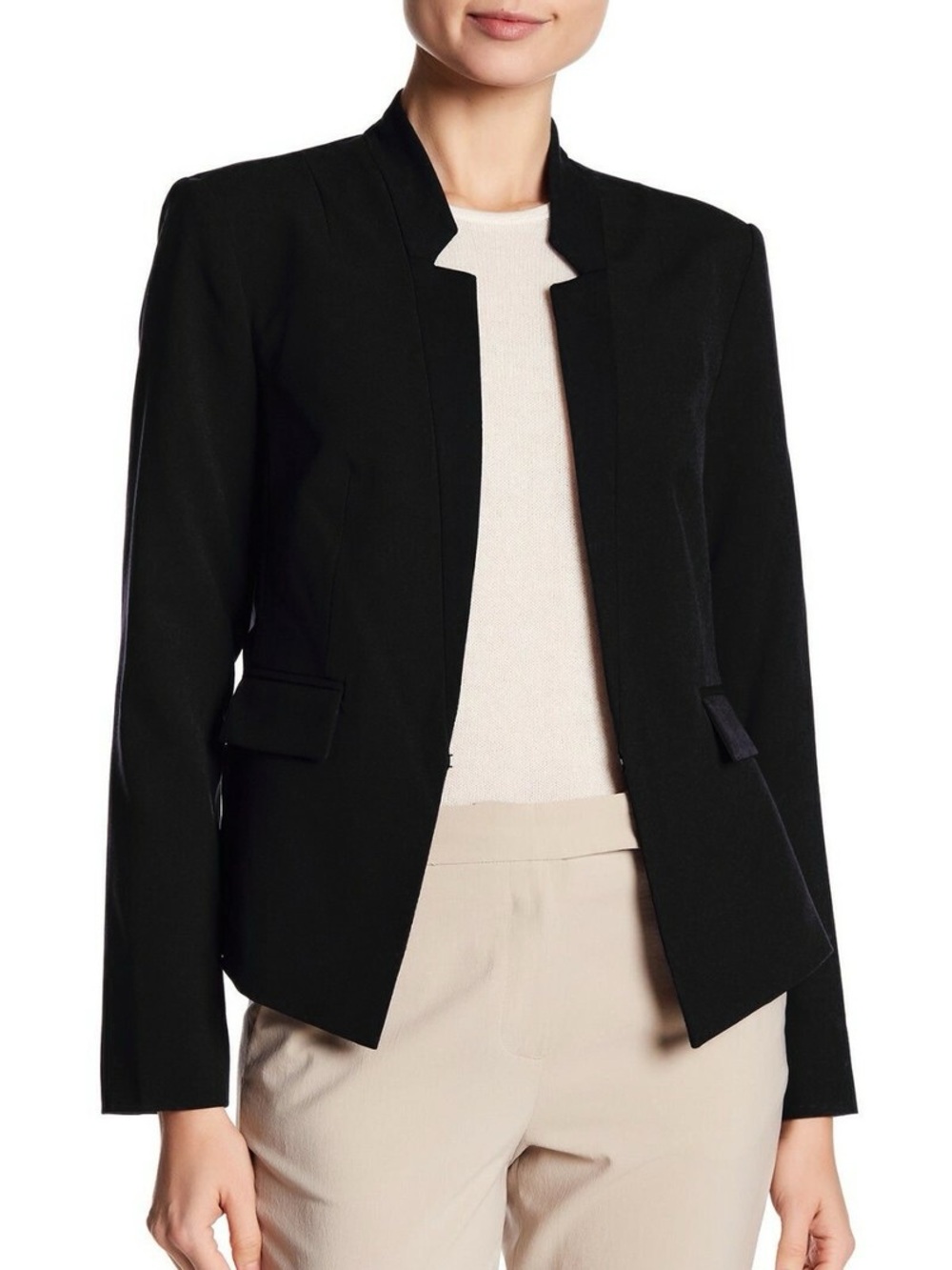 Nine West Black Cropped Open-Front Blazer